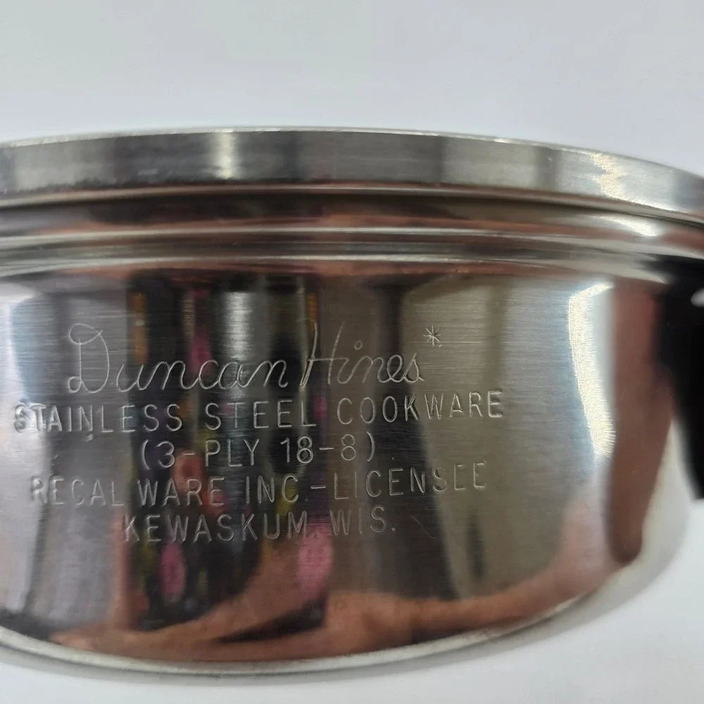 Duncan Hines Saucepan w/Lid 3-Ply 18-8 Stainless Steel Regal Ware Silver 1 Quart